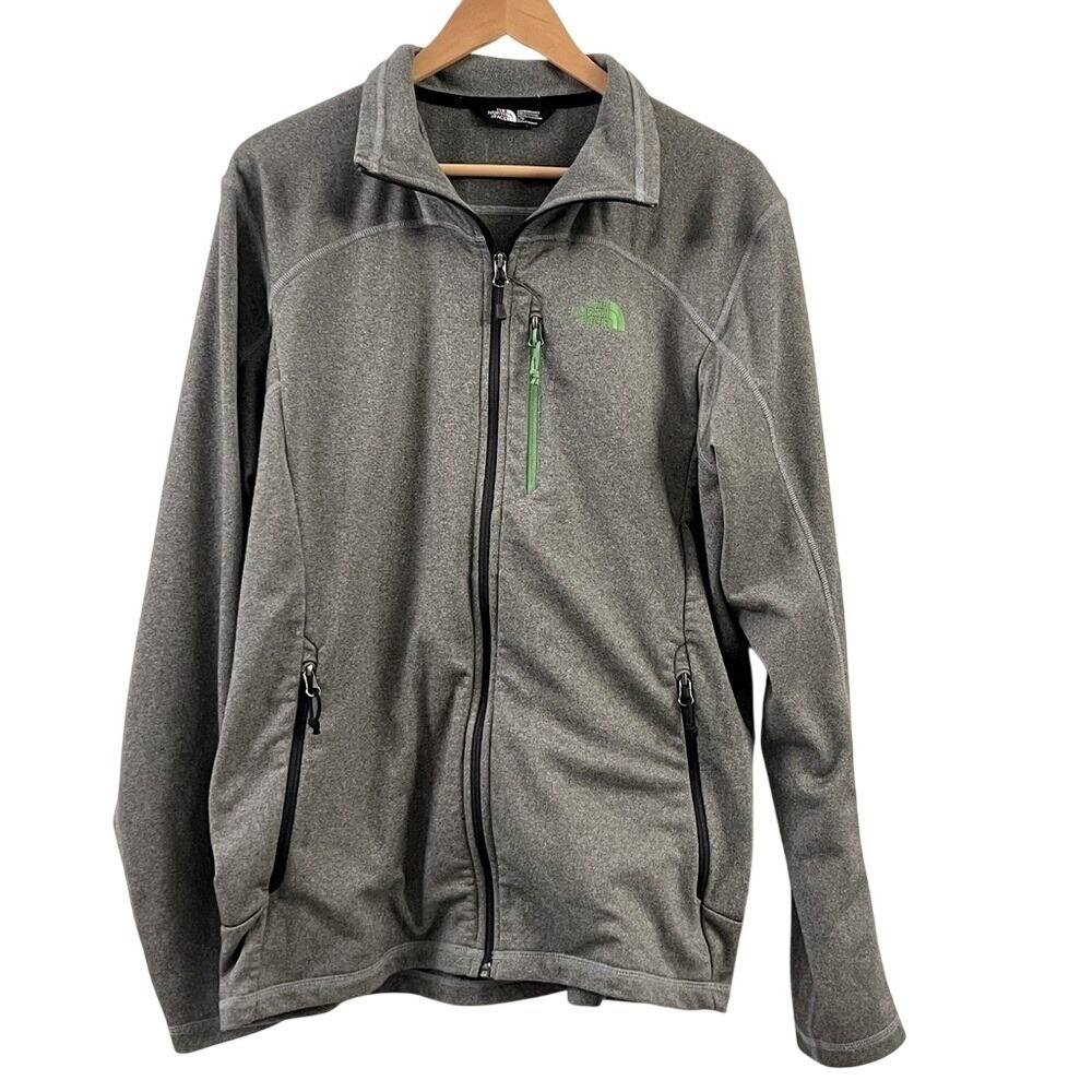 The North Face Mens Large Gray Fleece Full Zip Mock Neck Outdoor